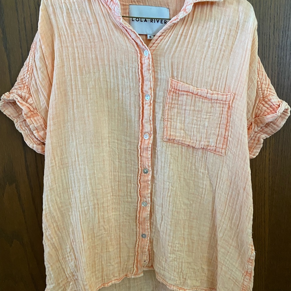 Muslin Button-Up Shirt - Peach